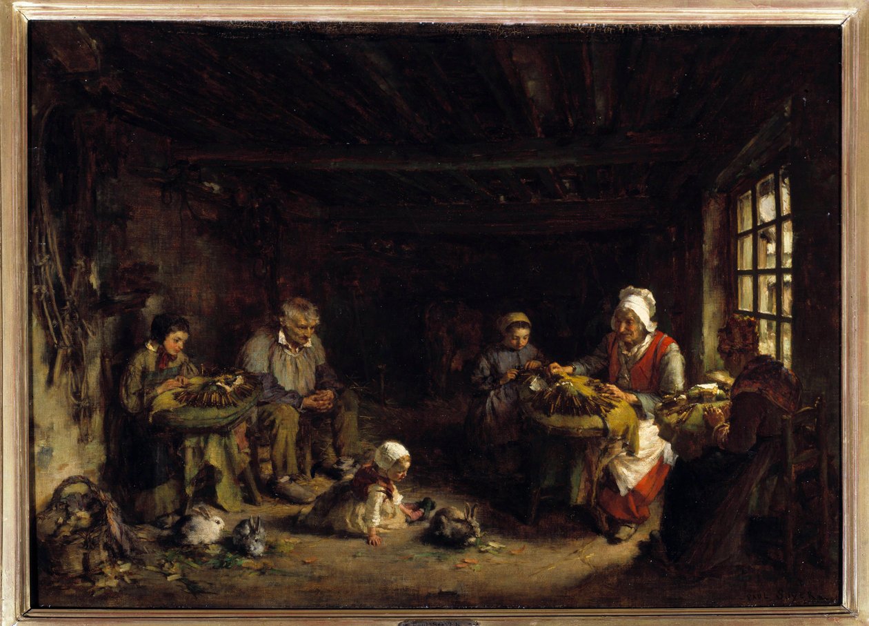Kniplingsmagere i Asnieres. Maleri af Paul Soyer (1823-1903). Paris, Æreslegionens museum af Paul Soyer