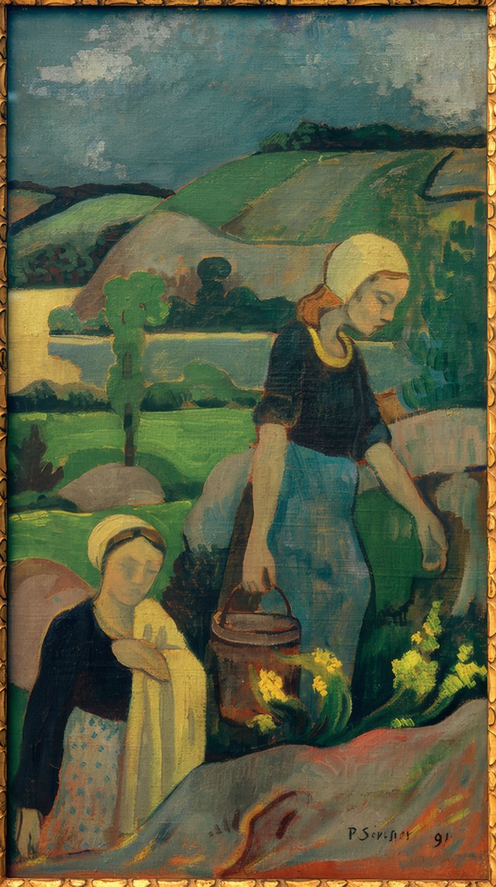 Unge vaskekoner går op ad floden af Paul Sérusier