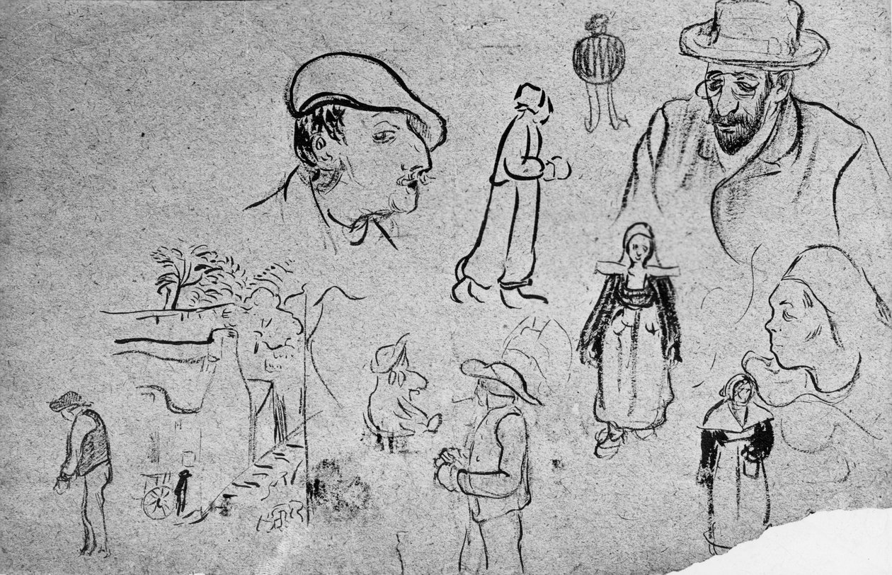 Paul Serusier (1865 1927) : skitser (Paul Gauguin øverst til venstre) af Paul Sérusier