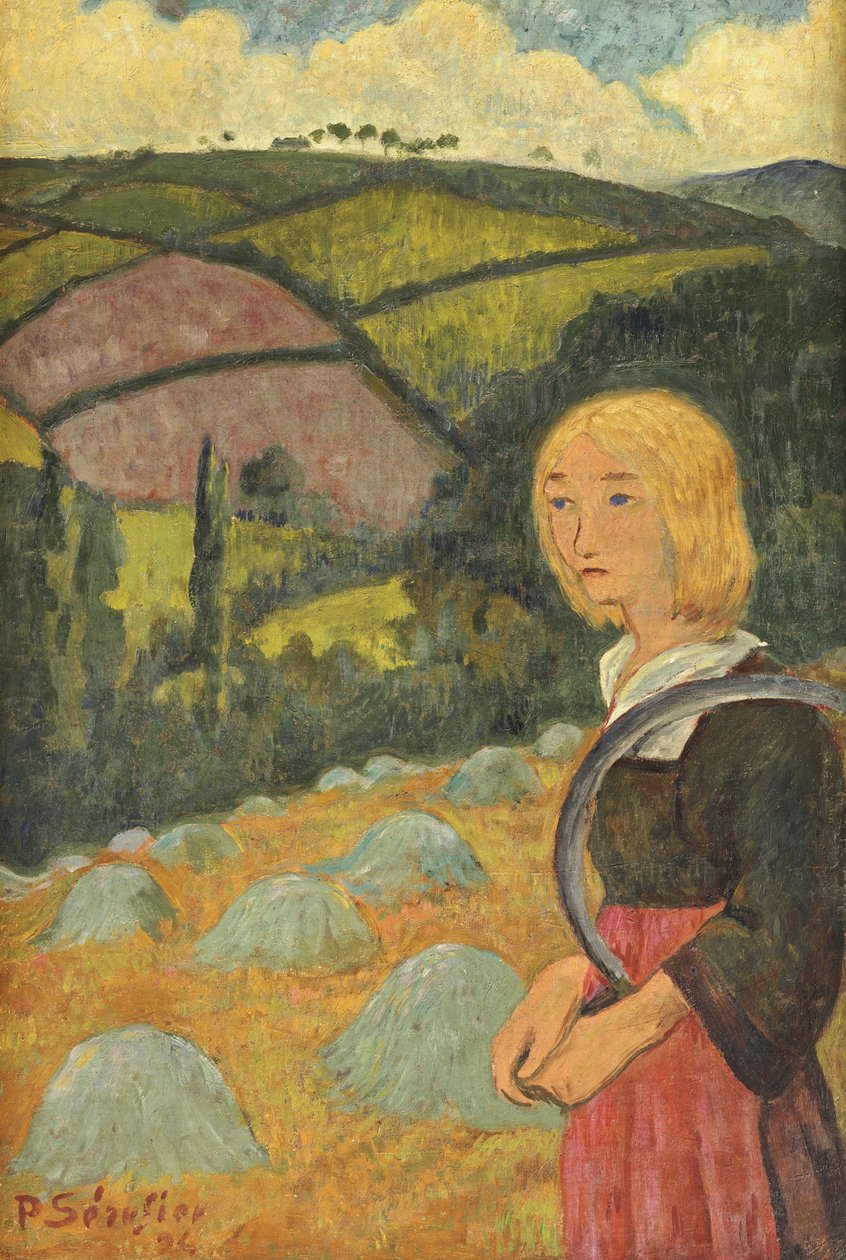 Ung bretonsk pige og høstakke, 1924 af Paul Sérusier