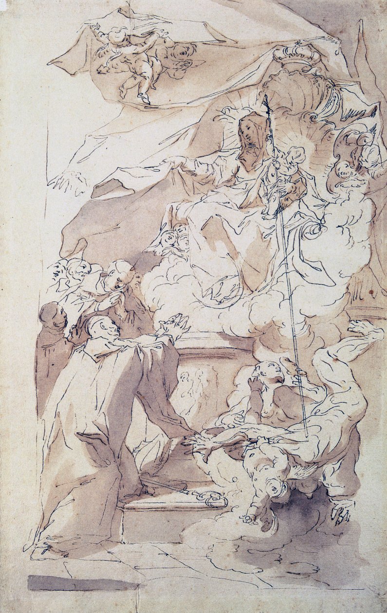 Jomfruen og Jesusbarnet med Sankt Bernhard, 1700-tallet. af Paul Troger