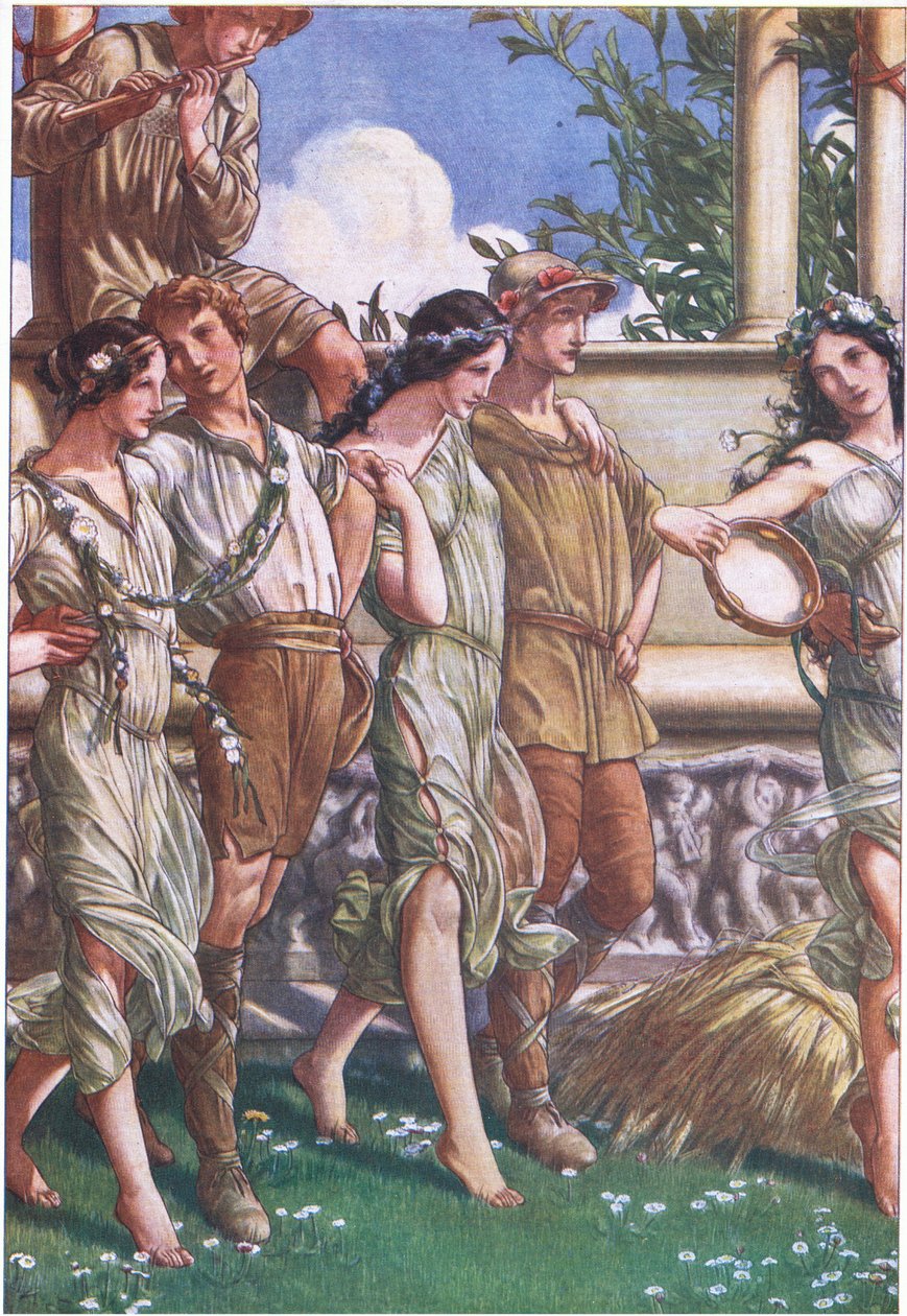 Juno, Ceres og Masken med nymferne og høstmanden, illustration fra The Tempest, 1908 af Paul Vincent Woodroffe