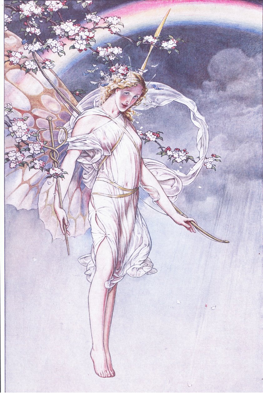 Himlens dronning, hvis vandige bue og rod og jeg, venter på at forlade disse, illustration fra The Tempest, 1908 af Paul Vincent Woodroffe