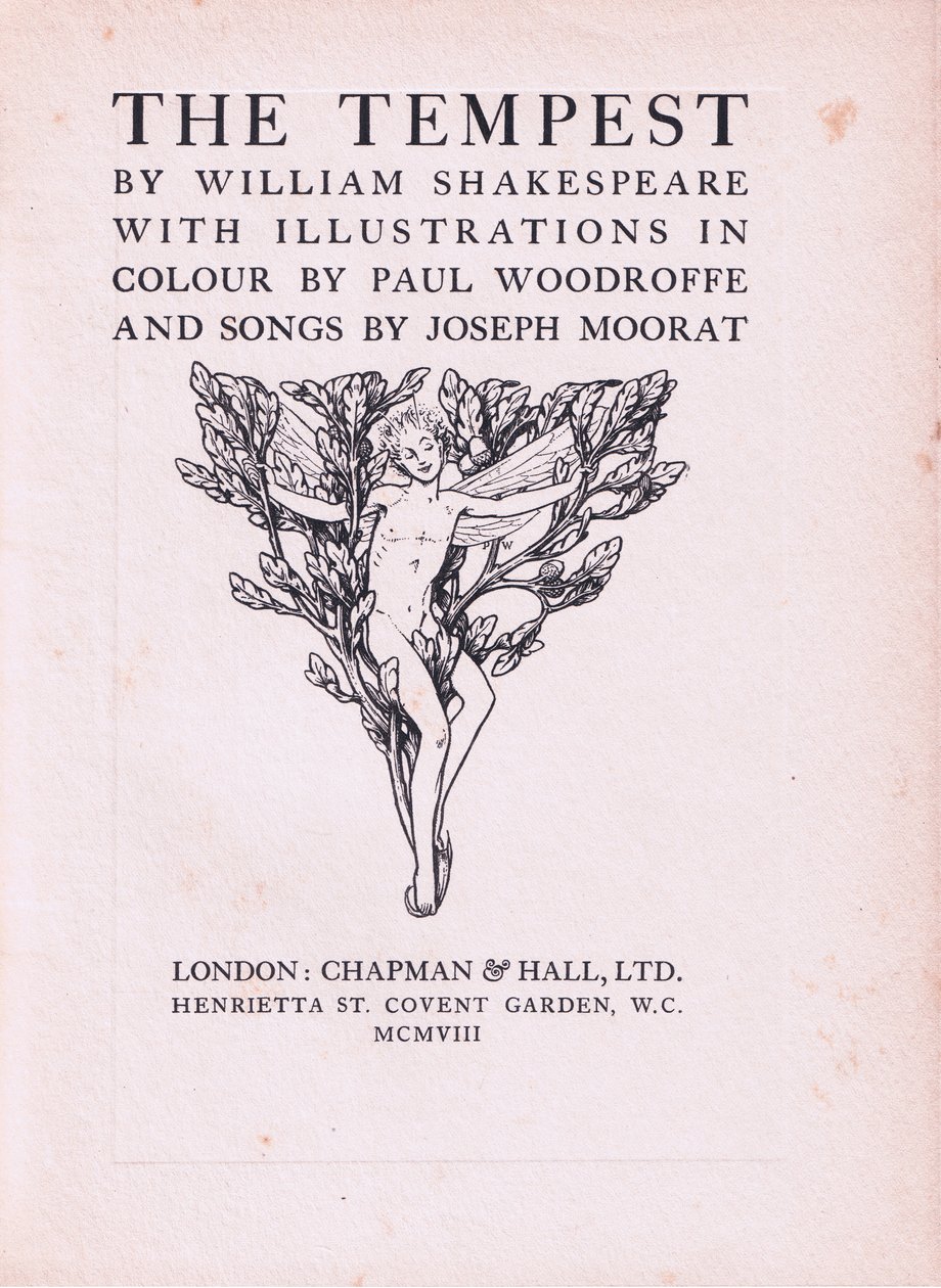 Titelsidedesign, illustration fra The Tempest, 1908 af Paul Vincent Woodroffe