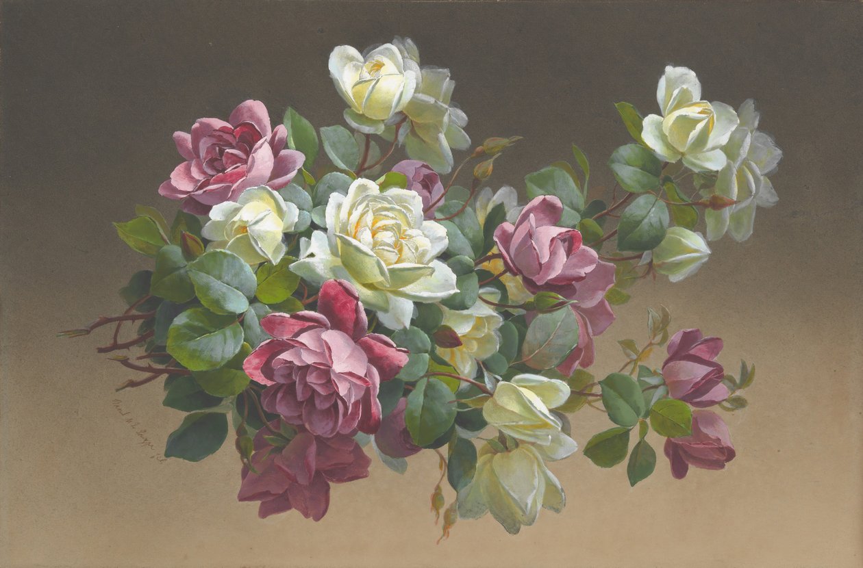 Blomster: Roser, slutningen af det 19.-begyndelsen af det 20. århundrede. af Paul de Longpré