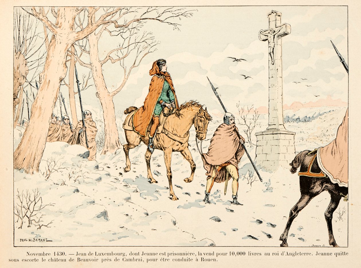 Illustration taget fra bogen "" Joan of Arc "" af Theodore Cahu og illustreret af Paul De Semant (1855-1915): November 1430 sælger Jean de Luxembourg Jeanne d