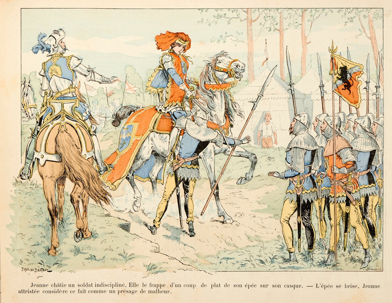 Illustration taget fra bogen "" Joan of Arc "" af Theodore Cahu og illustreret af Paul De Semant (1855-1915): Jeanne d