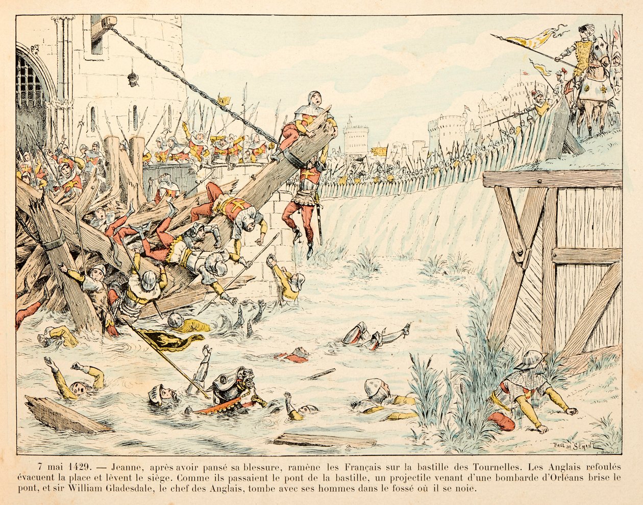 Illustration taget fra bogen "" Joan of Arc "" af Theodore Cahu og illustreret af Paul De Semant (1855-1915): Den 7. maj af Paul de Semant