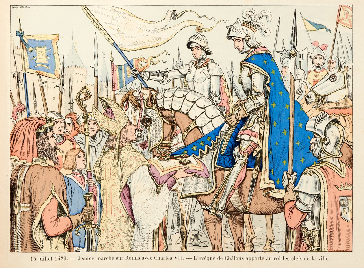 Illustration taget fra bogen "" Joan of Arc "" af Theodore Cahu og illustreret af Paul De Semant (1855-1915): Den 15. juli af Paul de Semant