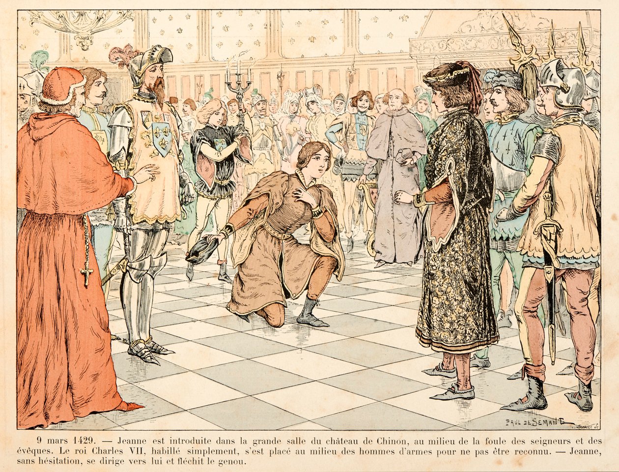 Illustration taget fra bogen "" Joan of Arc "" af Theodore Cahu og illustreret af Paul De Semant (1855-1915): Den 9. marts af Paul de Semant