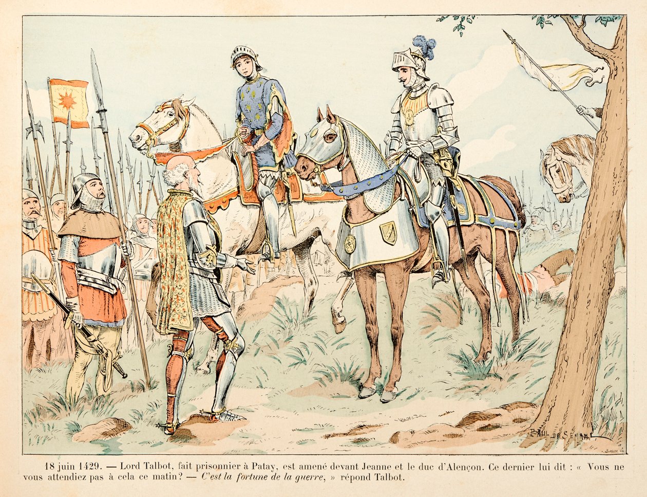 Illustration taget fra bogen "" Joan of Arc "" af Theodore Cahu og illustreret af Paul De Semant (1855-1915): Den 18. juni af Paul de Semant