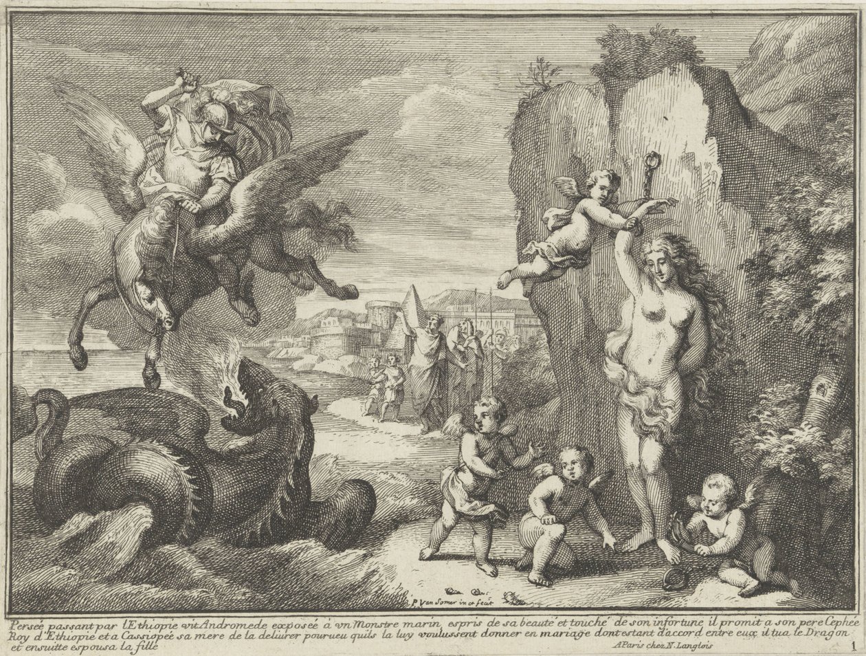 Perseus og Andromeda Mytologiske fremstillinger i landskaber (serietitel) af Paul van Somer (II)