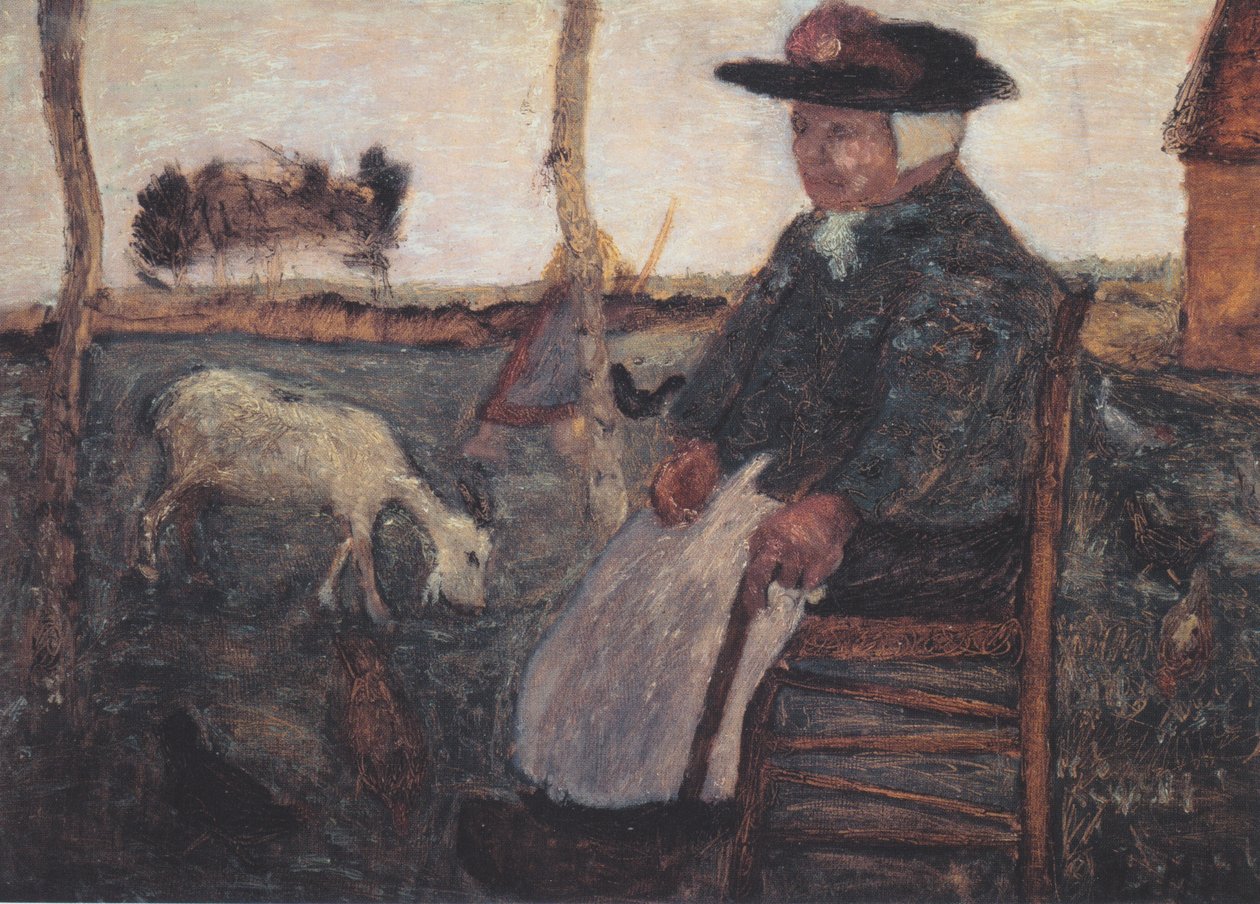 Gammel bondekvinde med ged af Paula Modersohn Becker