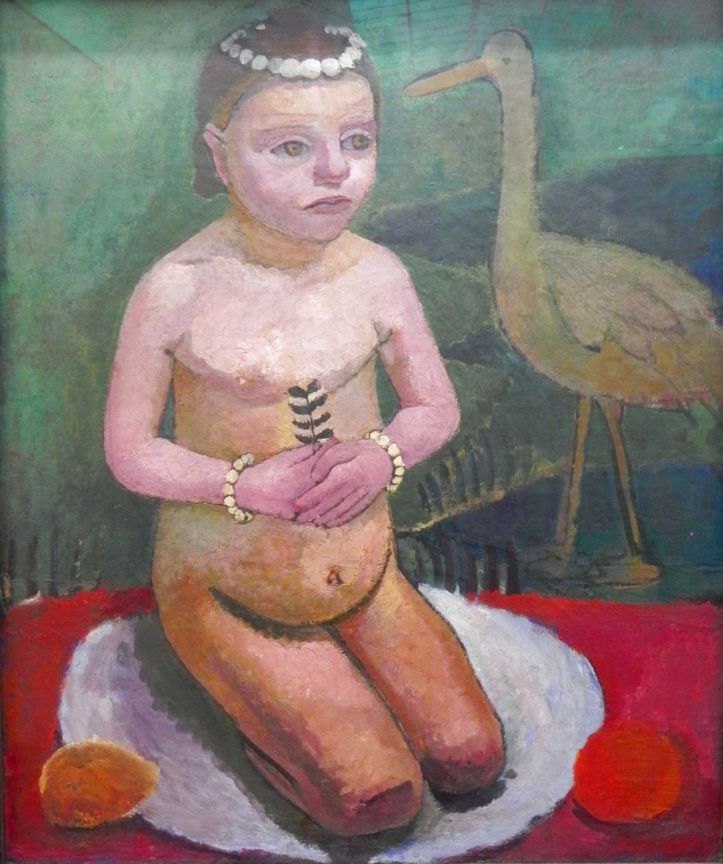 Hængende pige med stork af Paula Modersohn Becker