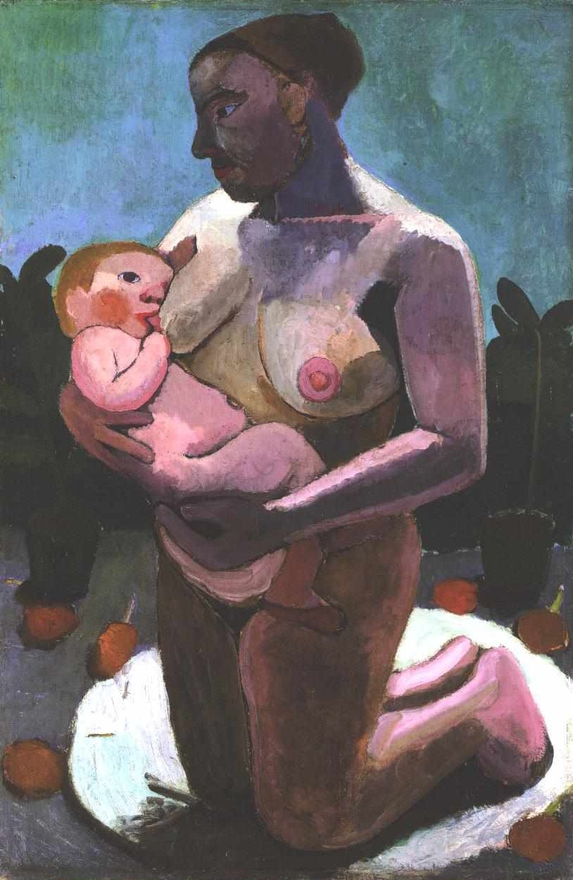Knælende mor med barn af Paula Modersohn Becker