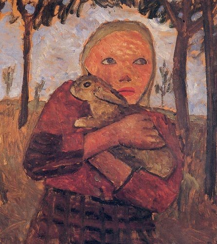 Pige med kanin af Paula Modersohn Becker
