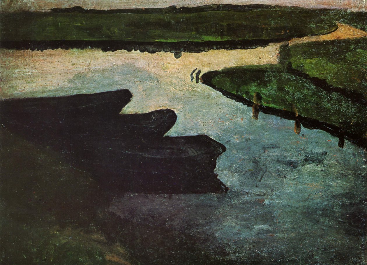 Mosekanal med tørvepramme af Paula Modersohn Becker