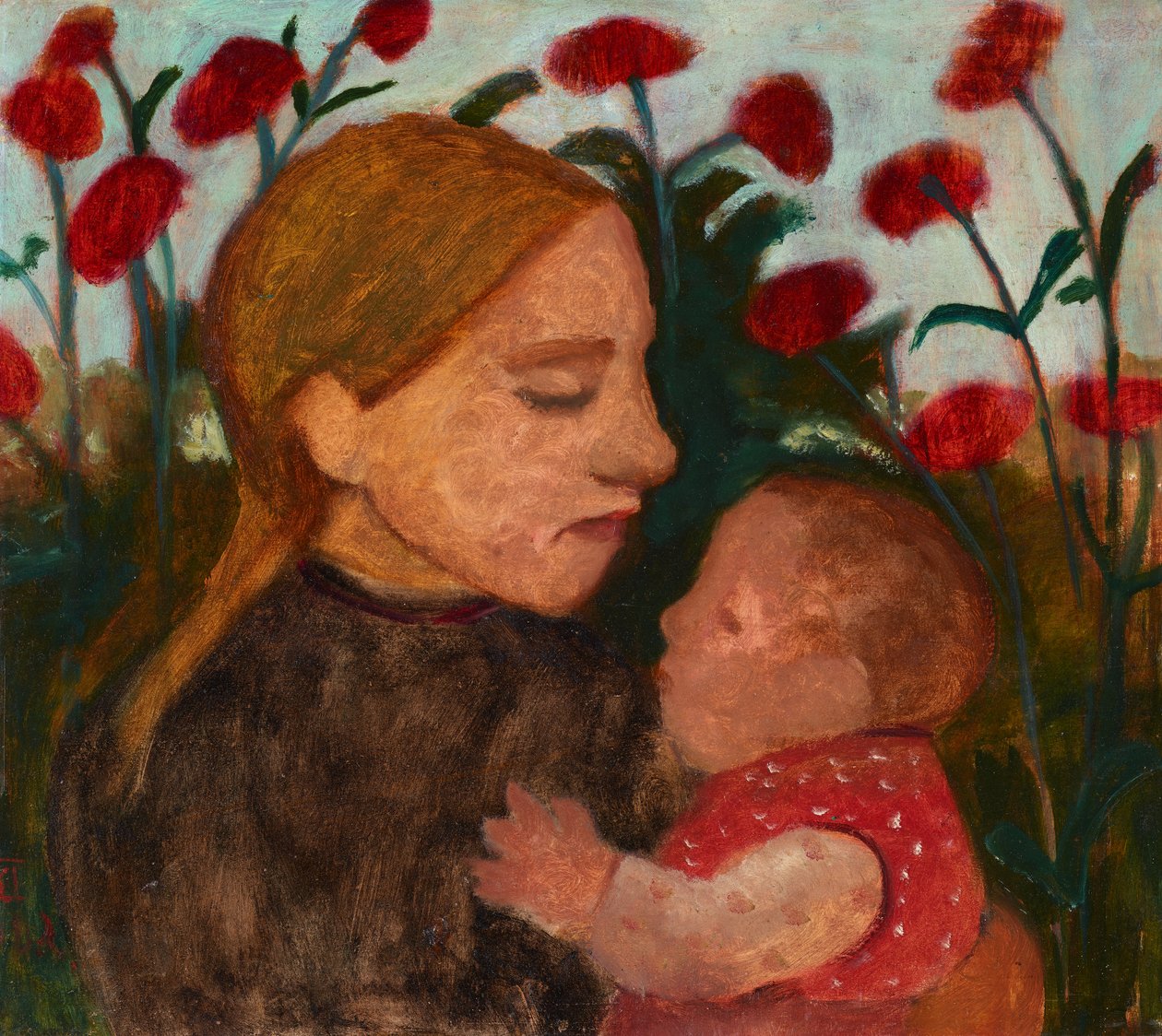 Mor og barn, ca. 1904 (olie på pap) af Paula Modersohn Becker