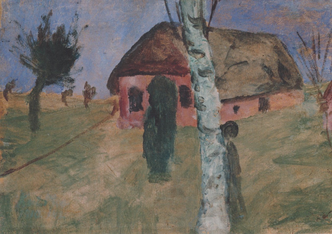 Rødt hus med birk af Paula Modersohn Becker