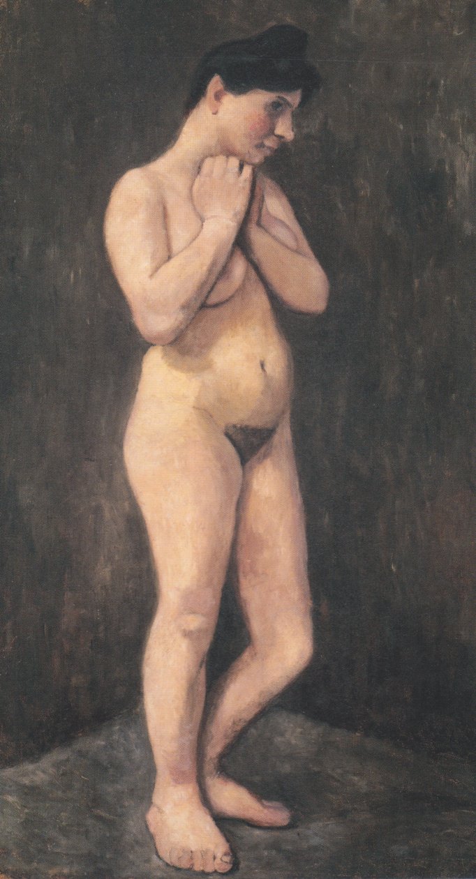 Stående kvindelig nøgen med arme over brystet af Paula Modersohn Becker