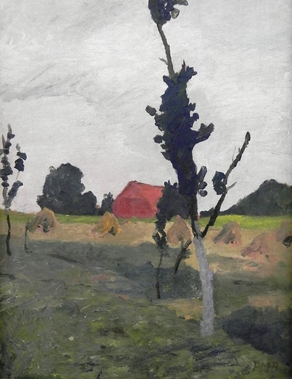 Worpswede Landskab med rødt hus af Paula Modersohn Becker