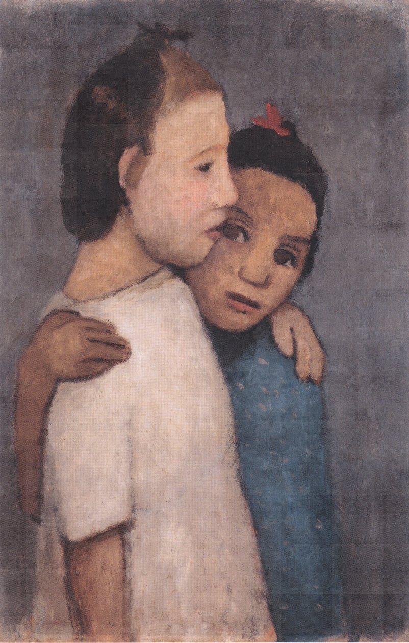 To piger i hvid og blå kjole af Paula Modersohn Becker