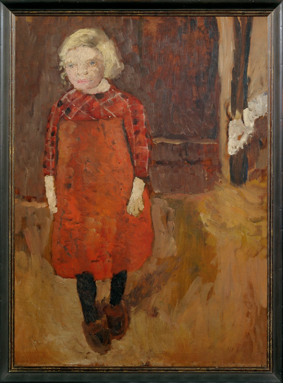 Pige, der står foran en gedestald af Paula Modersohn-Becker