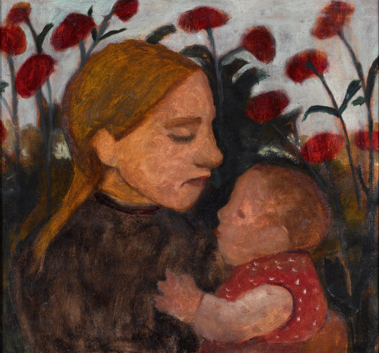 ""Ung pige med et barn"" (Pige med barn) Maleri af Paula Modersohn-Becker (1876-1907) - 1902 - Olie på pap Dim 66,3x71 cm Gemeentemuseum Den Haag (Haag) Holland af Paula Modersohn Becker