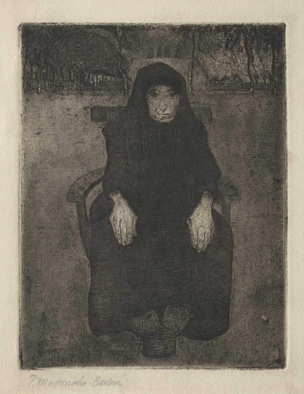 Siddende gammel kvinde af Paula Modersohn-Becker