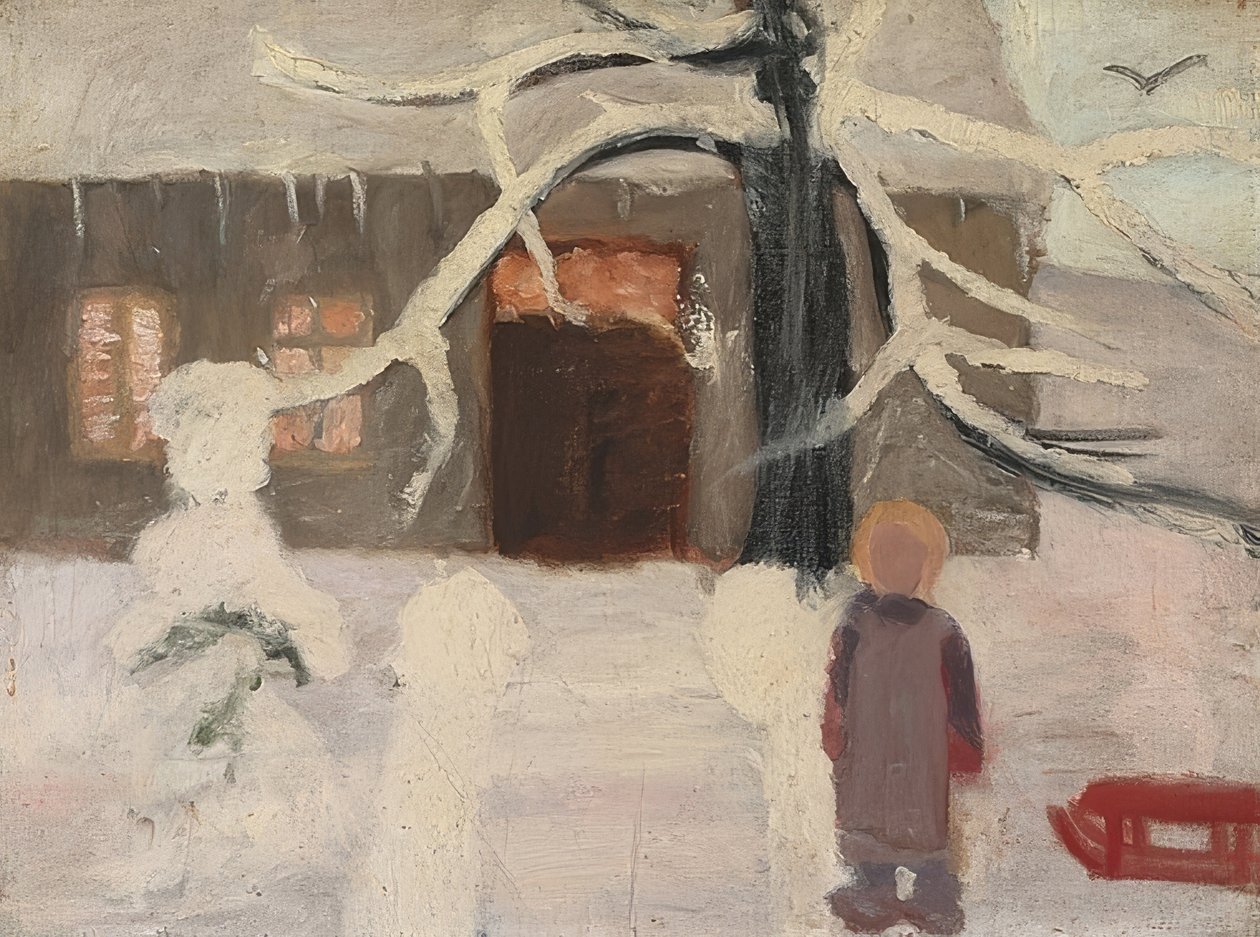 Dreng i sneen. Omkring 1905 af Paula Modersohn Becker