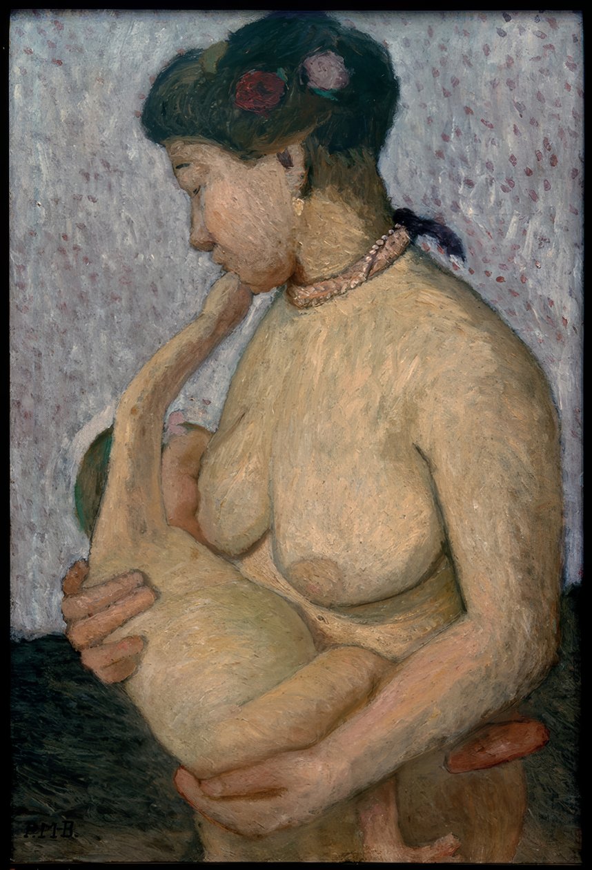 Mor med barn ved brystet, halvnøgen af Paula Modersohn Becker