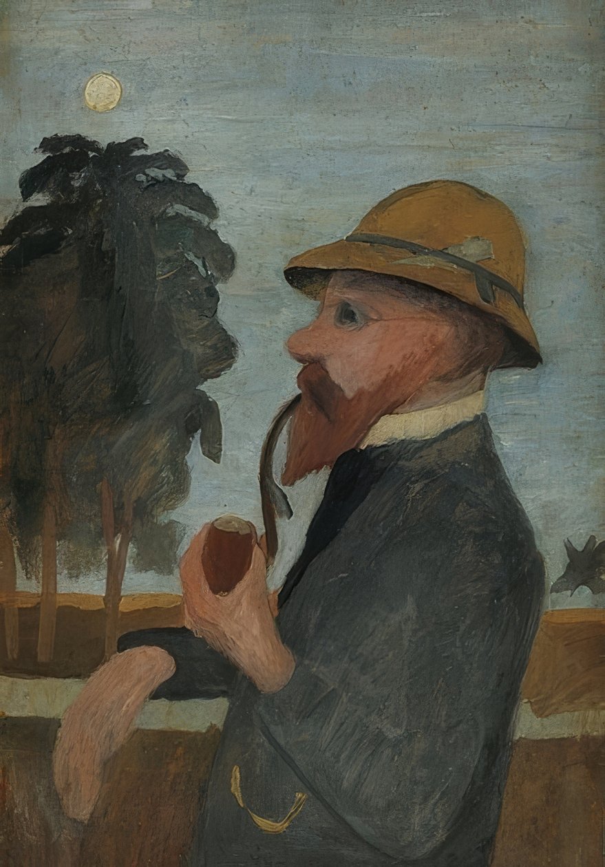 Otto Modersohn med pibe. Omkring 1907 af Paula Modersohn Becker