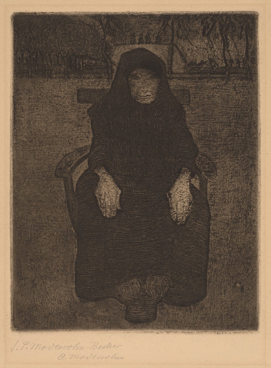 Siddende gammel kvinde af Paula Modersohn Becker