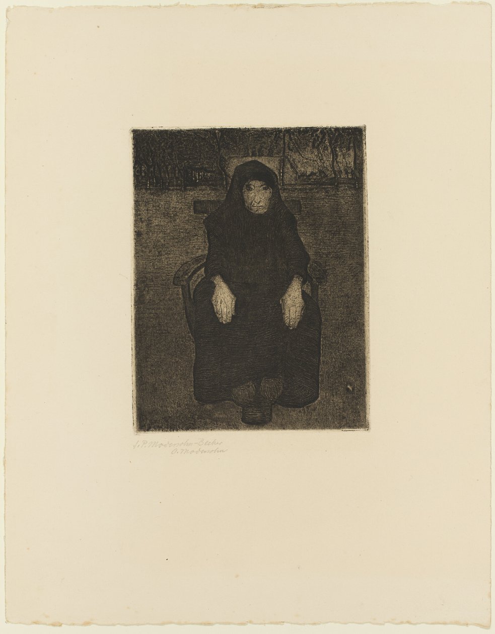 Siddende gammel kvinde af Paula Modersohn Becker