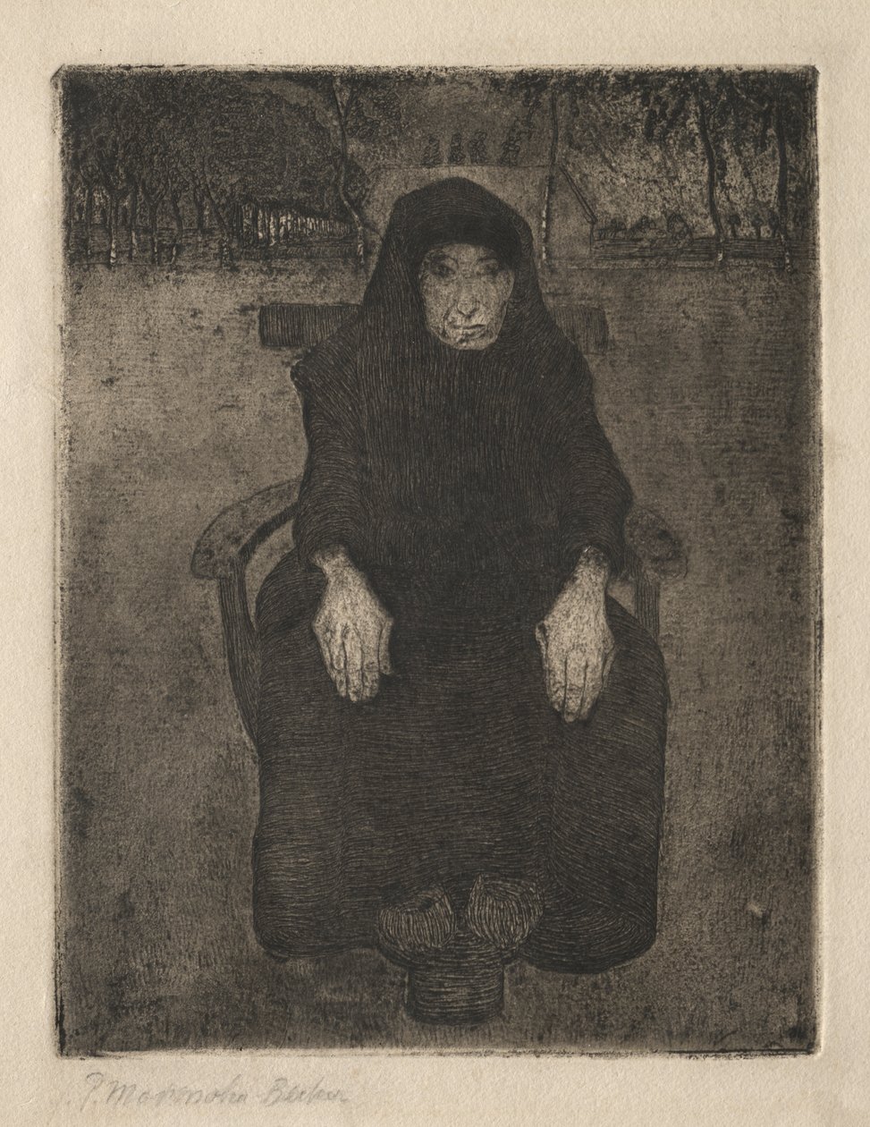 Siddende gammel kvinde af Paula Modersohn Becker