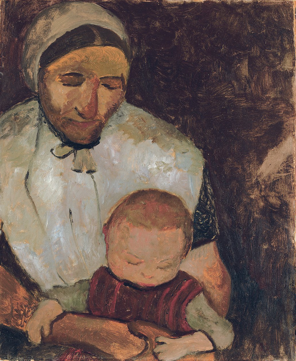 Siddende kvinde med barn på skødet; Siddende bondekone med et barn på skødet, 1903 af Paula Modersohn Becker