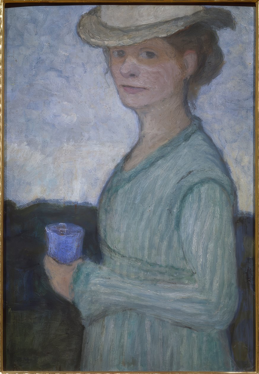 Selvportræt med blåt glas af Paula Modersohn Becker