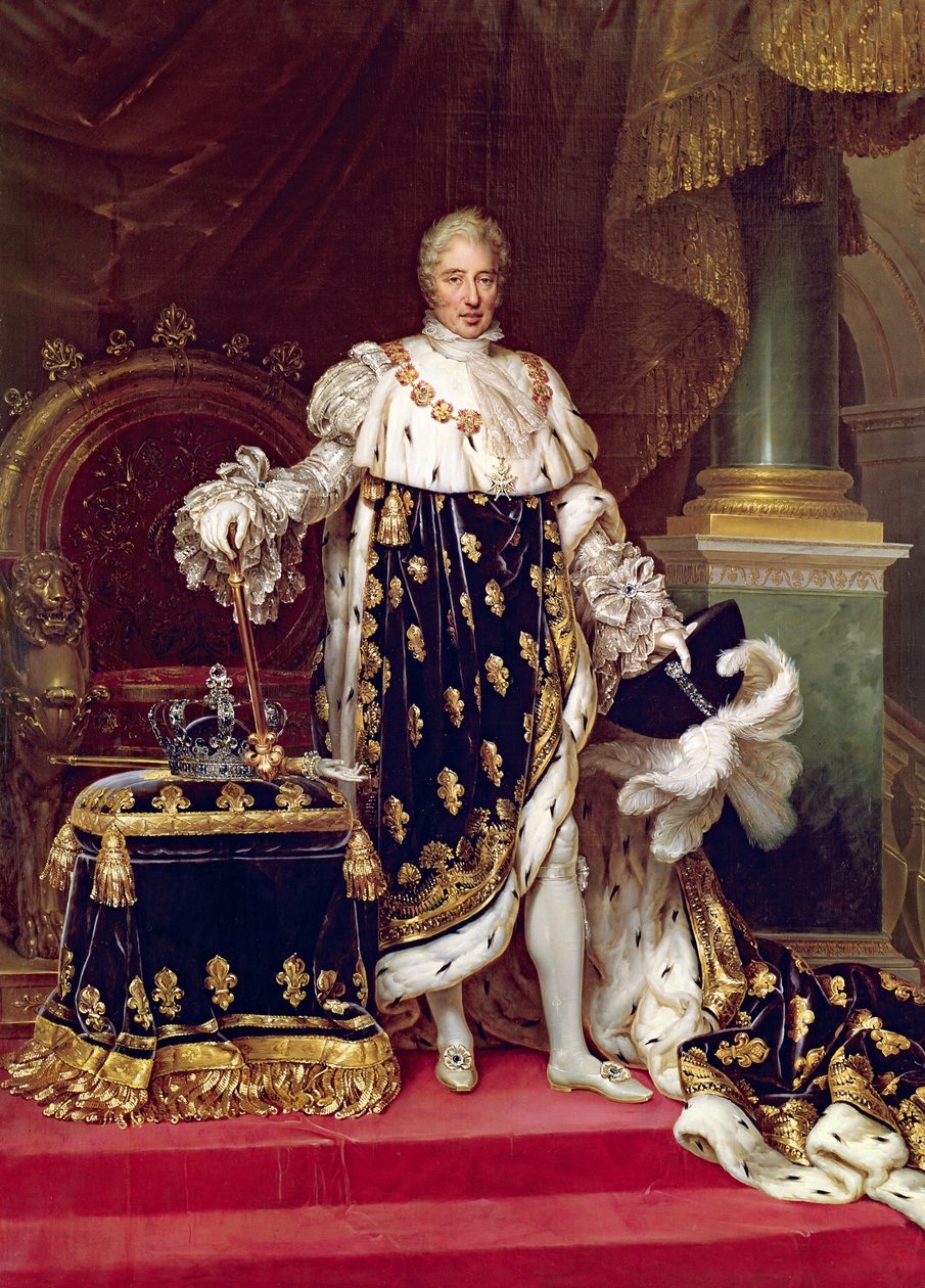 Portræt af Charles X (1757-1836) i kroningsklæder, 1827 af Paulin Jean Baptiste Guerin