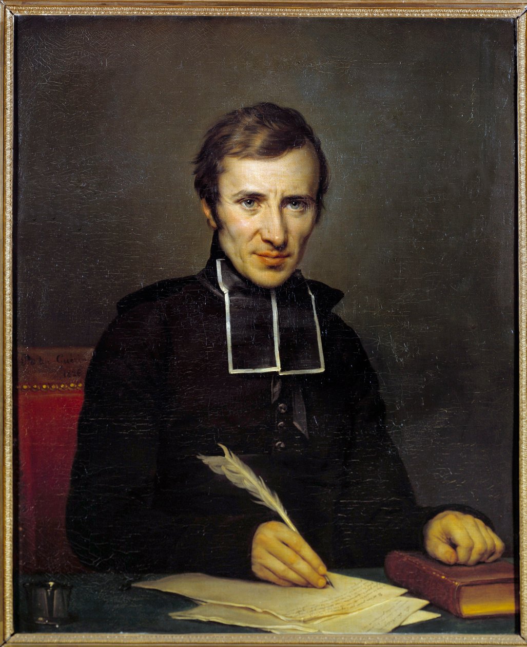 Portræt af Felicite Robert de Lamennais (1782-1854) fransk forfatter. Maleri af Jean-Baptiste Guerin Paulin (1783-1855) i 1826. Versailles, slottene i Versailles og Trianon af Paulin Jean Baptiste Guerin