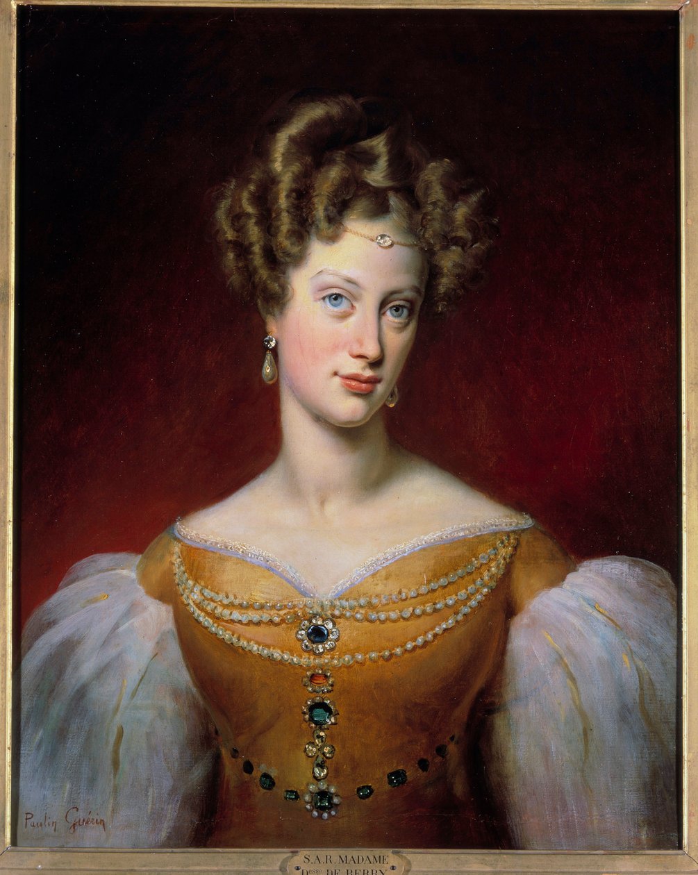 Portræt af Marie Caroline, prinsesse af Bourbon - Sicilien og hertuginde af Berry (1798-1870) Maleri af Paulin Guerin (1783-1855) 1819 søn. 0,69x0,54 m af Paulin Jean Baptiste Guerin