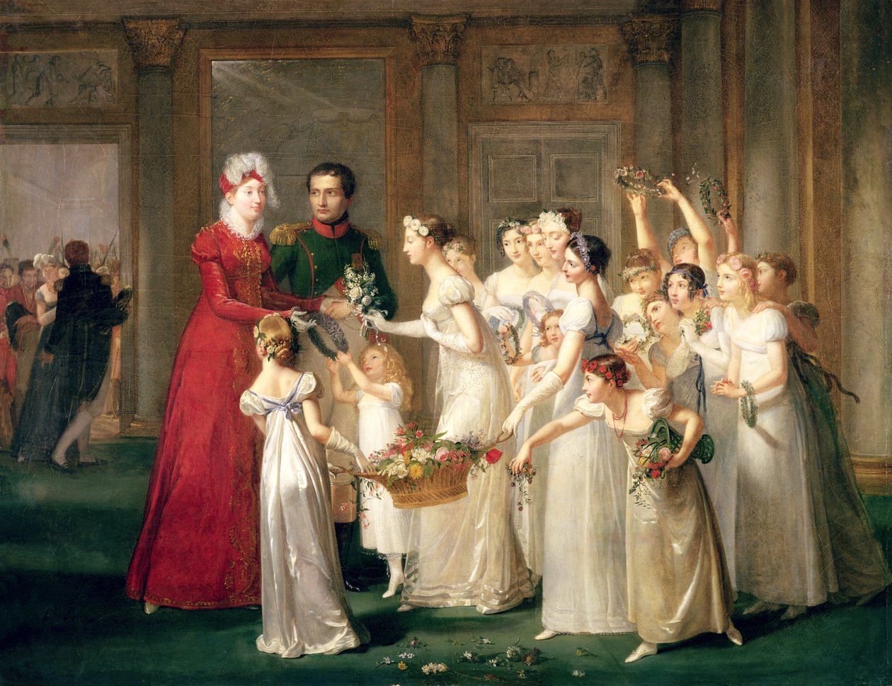 Ankomsten af Marie-Louise de Habsbourg-Lorraine (1791-1847) i galleriet på Chateau de Compiegne, 28. marts 1810 af Pauline Auzou