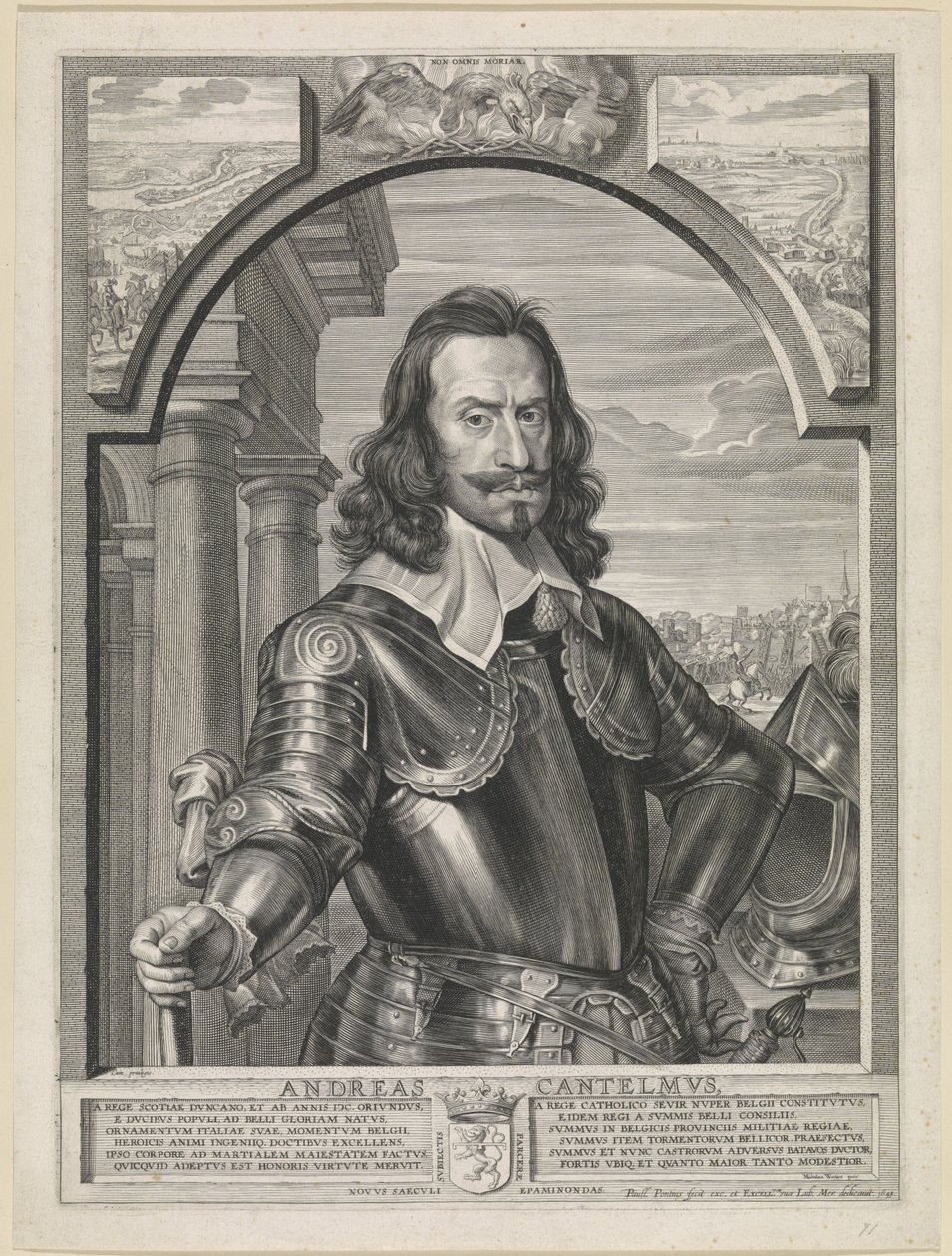 Graveret portræt af Andreas Cantelmo af Paulus Pontius efter Michaelina Woutiers (1643) af Paulus Pontius