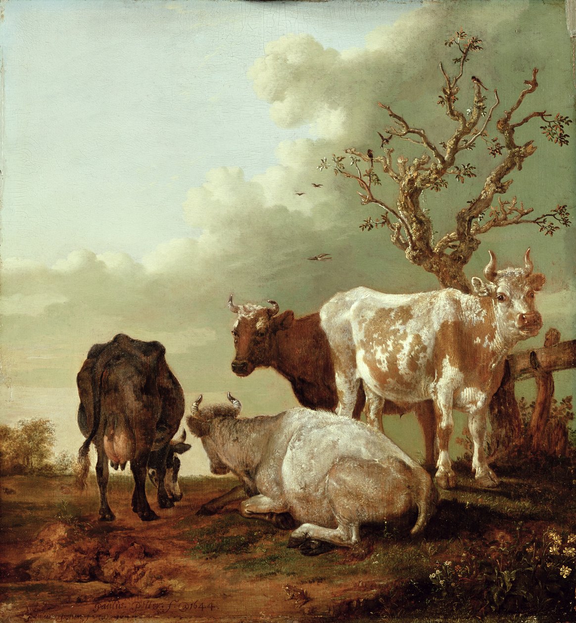 Fire køer på en eng, 1644 af Paulus Potter