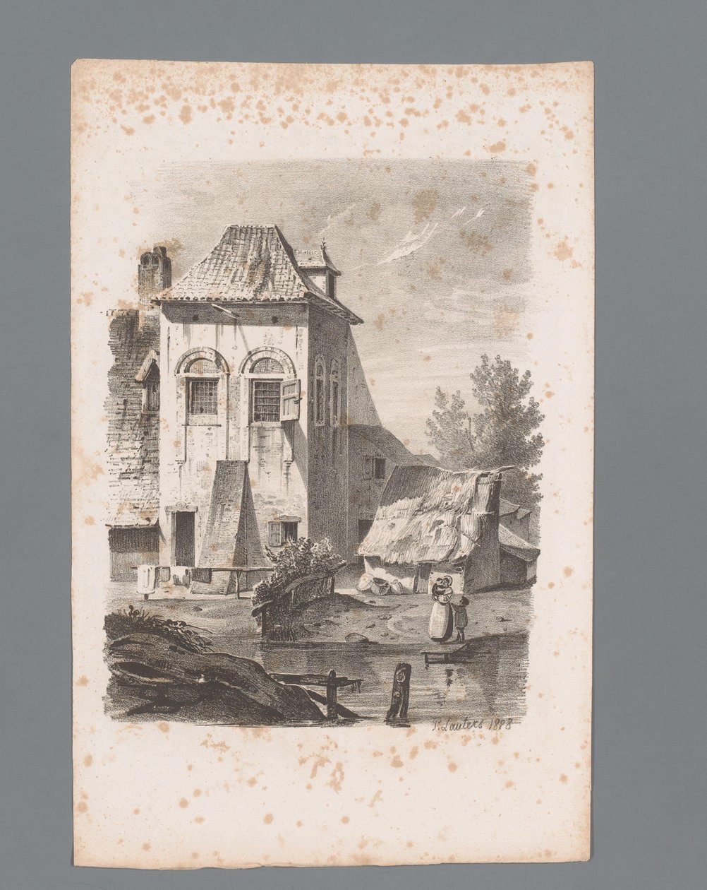 Udsigt over et hus ved vandet Principper for landskaber (serietitel) Principles de paysages (serietitel) af Paulus Lauters