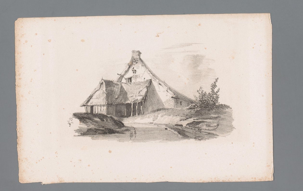 Udsigt over et hus i et bakket landskab Principper for landskaber (serietitel) Principles de paysages (serietitel) af Paulus Lauters