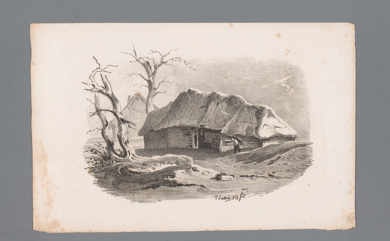 Udsigt til en lade Principper for landskaber (serietitel) Principles de paysages (serietitel) af Paulus Lauters