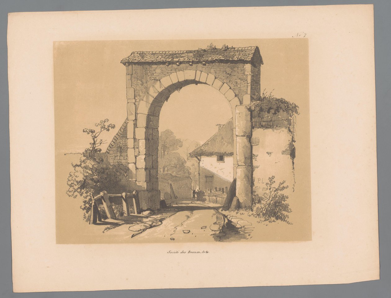 Udsigt over en byport Maleriske ansigter af Paulus Lauters (serietitel) Etrennes pittoresques pour 1839, af Lauters (serietitel) af Paulus Lauters