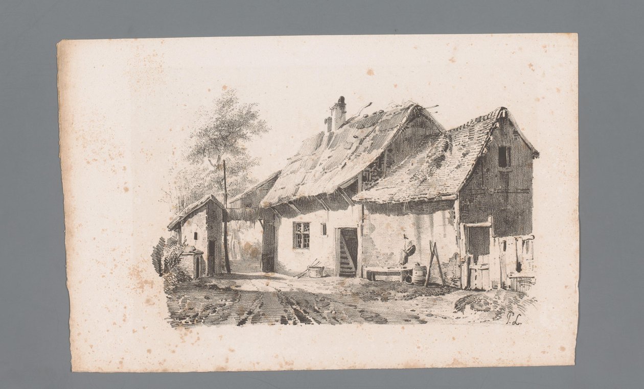 Udsigt over en gade med huse Principper for landskaber (serietitel) Principles de paysages (serietitel) af Paulus Lauters
