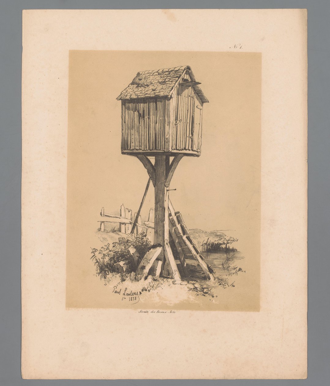 Landskab med svaleslag Maleriske ansigter af Paulus Lauters (serietitel) Etrennes pittoresques pour 1839, af Lauters (serietitel) af Paulus Lauters