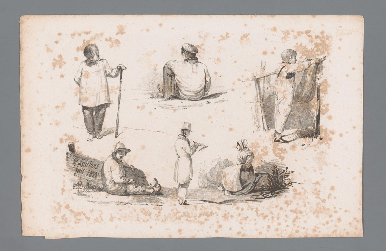 Seks forskellige figurer Principper for landskaber (serietitel) Principles de paysages (serietitel) af Paulus Lauters